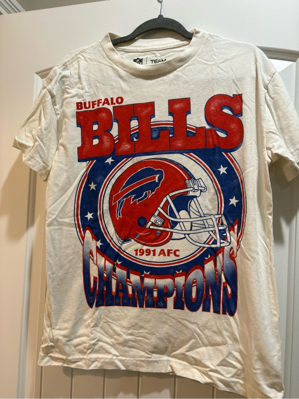 NFL White Graphic Team Apparel Tee with Red and Blue Accents